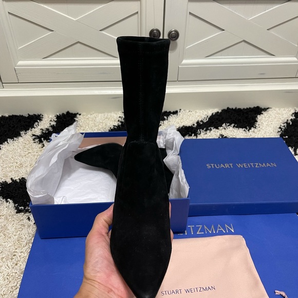 Like New Women’s Size 6 Stuart Weitzman Brandie Mid Calf Suede Booties In Black - Picture 8 of 14